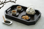 Ottoman Tray with 4 Wood Coasters- Walnut Color